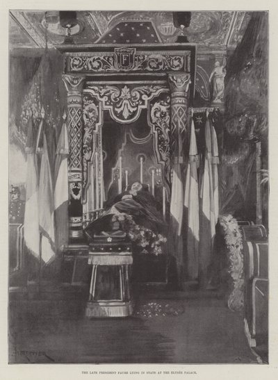 O falecido Presidente Faure deitado no Estado no Palácio do Eliseu de Amedee Forestier